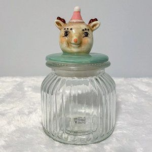 Johanna Parker Pastel Reindeer Glass Jar